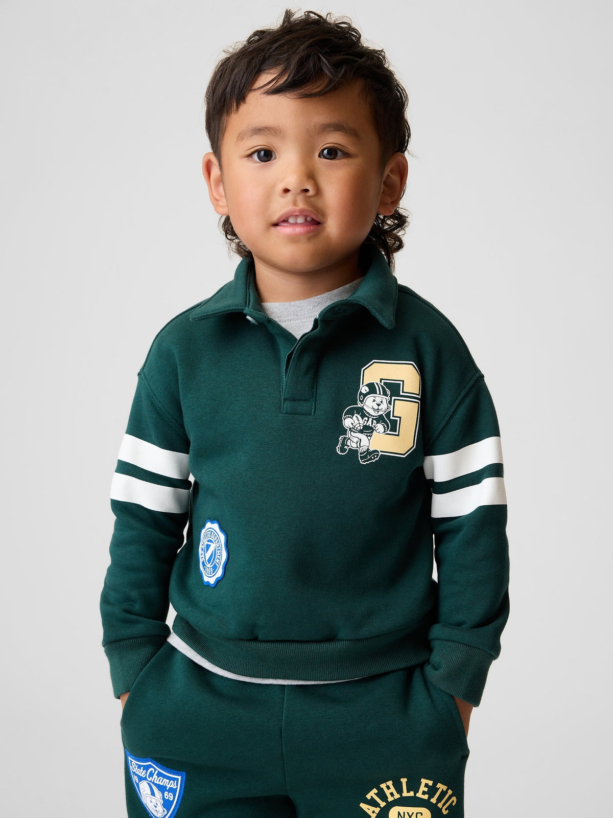 Koyu Yeşil Vintagesoft Varsity Logo Polo Sweatshirt