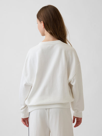 Beyaz Vintagesoft Terry Oversized Grafik Baskılı Sweatshirt