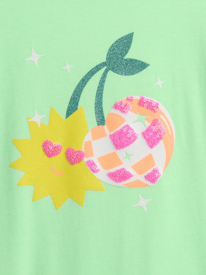 Açık Yeşil Relaxed Grafik Baskılı T-shirt