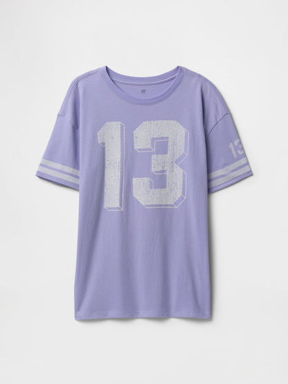 Lila Varsity Grafik Tunik T-shirt