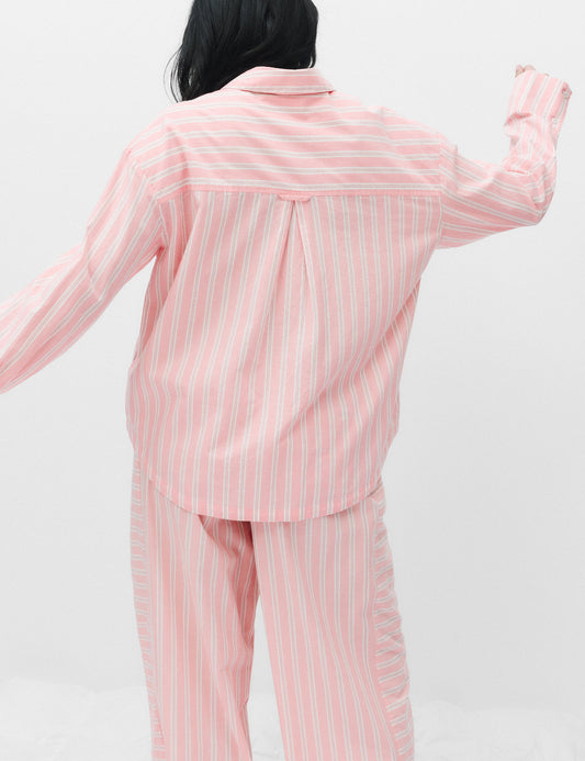Saf Pamuklu Çizgili Pijama Üstü