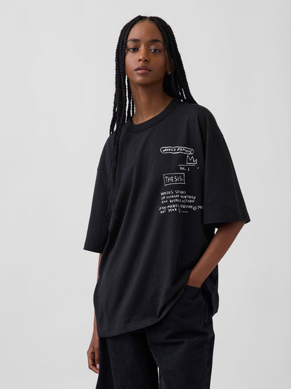 Siyah Jean-michel Basquiat Oversized T-shirt