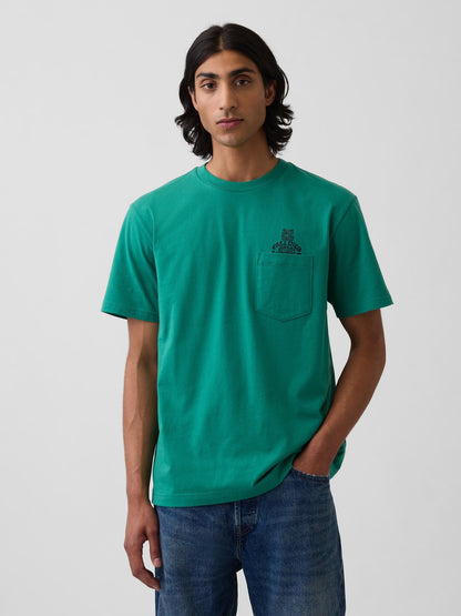 Yeşil Everyday Soft Relaxed Brannan Bear Cepli T-shirt
