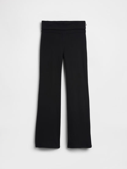 Siyah Foldover Flare Leggings Tayt