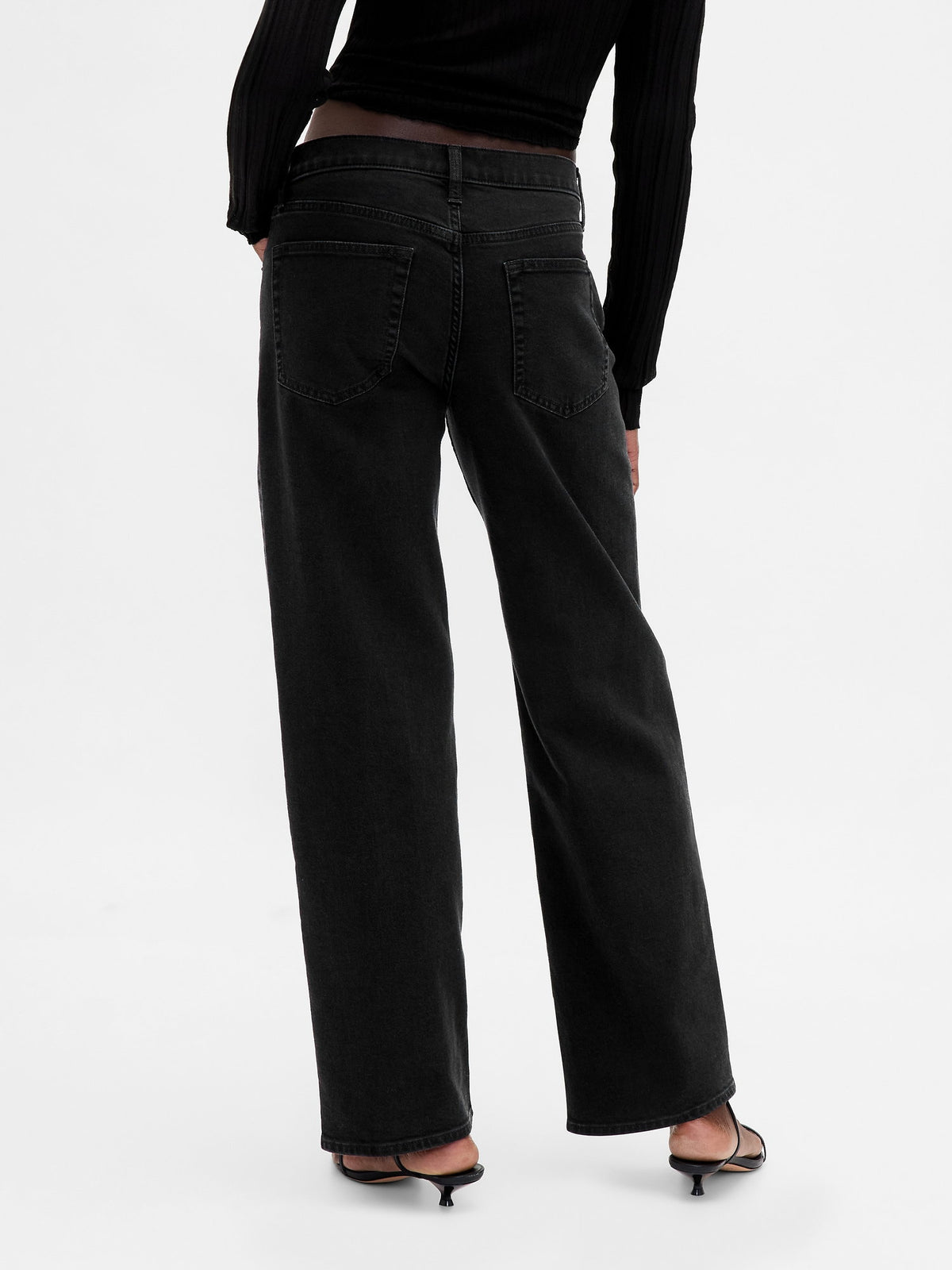 Siyah Low Rise '90s Jean Pantolon