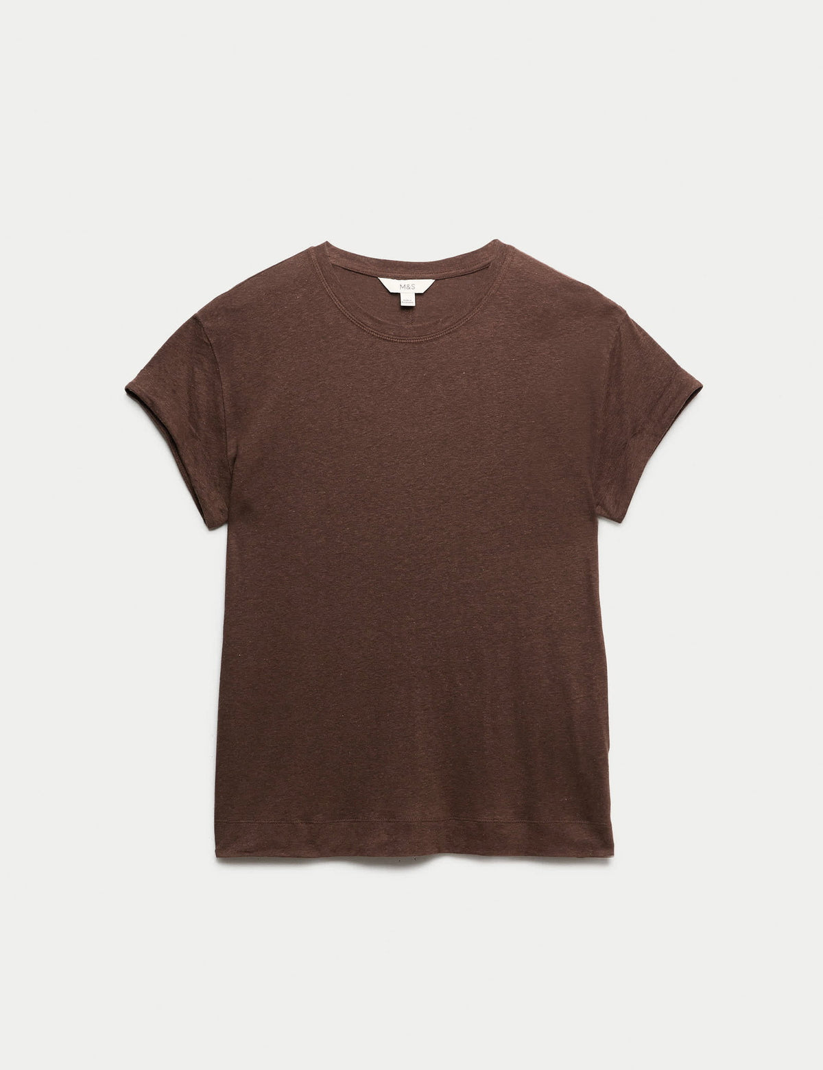 Yuvarlak Yaka Keten Karışımlı T-shirt