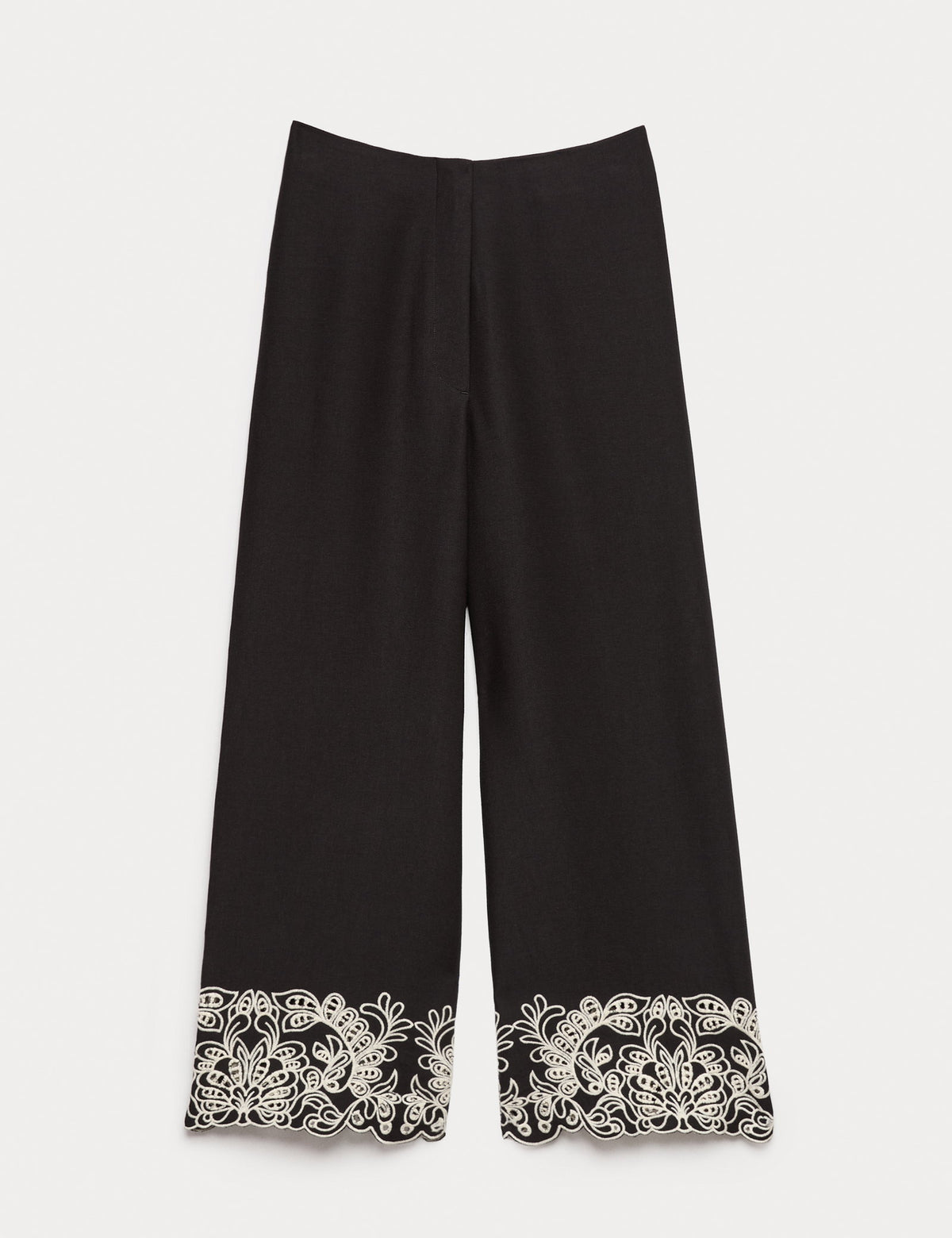 Modal Karışımlı Işlemeli Düz Paça Pantolon