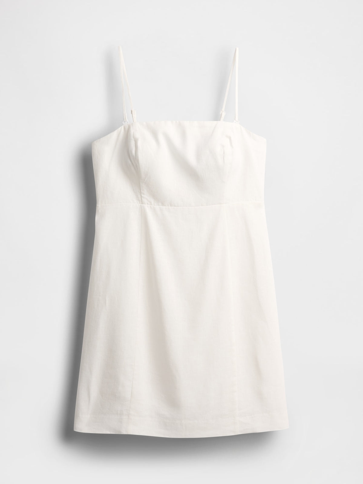 Beyaz Linen-blend Mini Elbise