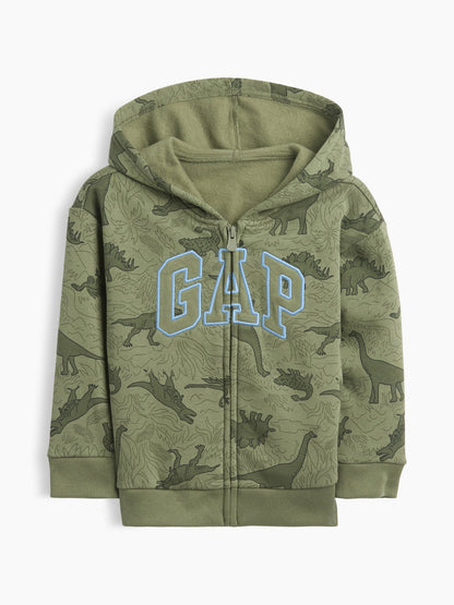 Haki Relaxed Baskılı Logo Fermuarlı Sweatshirt