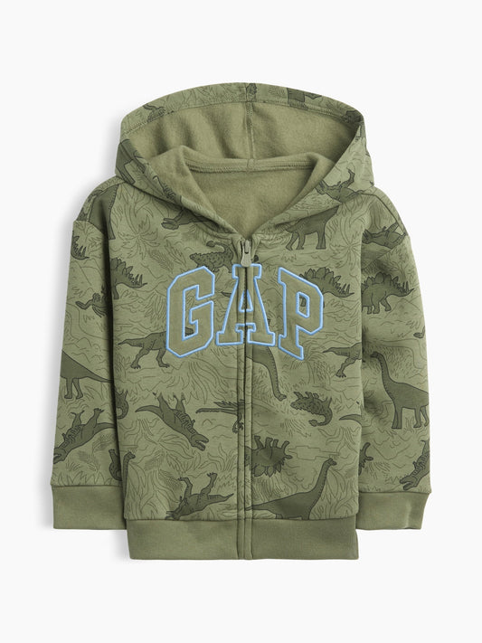 Haki Relaxed Baskılı Logo Fermuarlı Sweatshirt