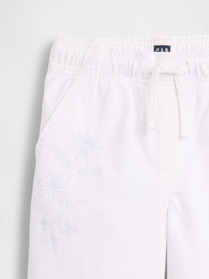 Beyaz Mid Rise Pull-on Wide-leg Jean Pantolon