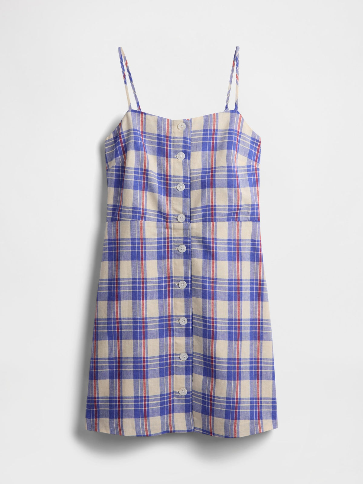 Mavi Linen-blend Bağcıklı Mini Elbise
