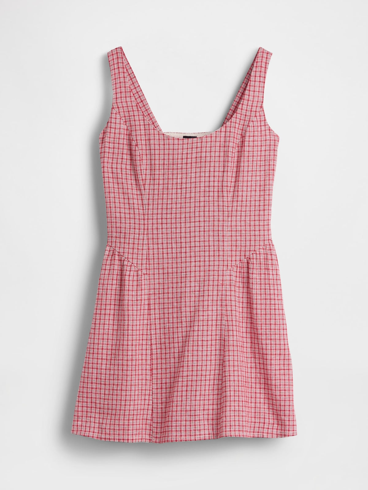 Kırmızı Keten Karışımlı Drop-waist Mini Elbise