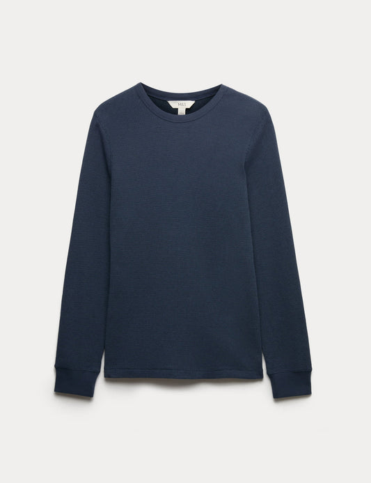 Pamuklu Waffle Dokulu Sweatshirt
