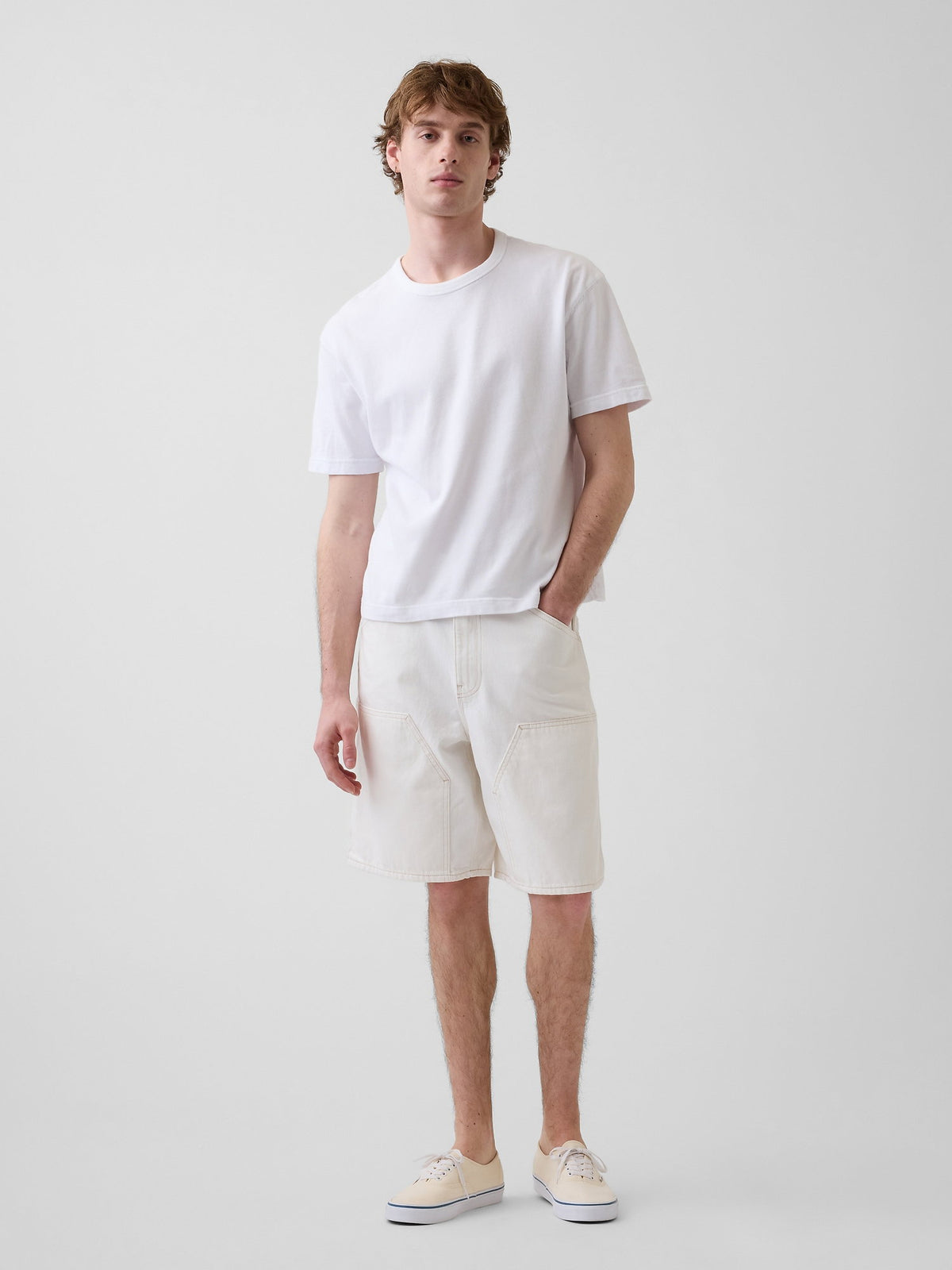 Krem 9 Loose Denim Carpenter Şort