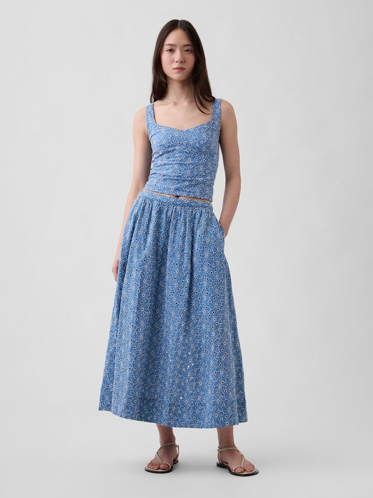 Mavi High Rise Eyelet Maxi Etek
