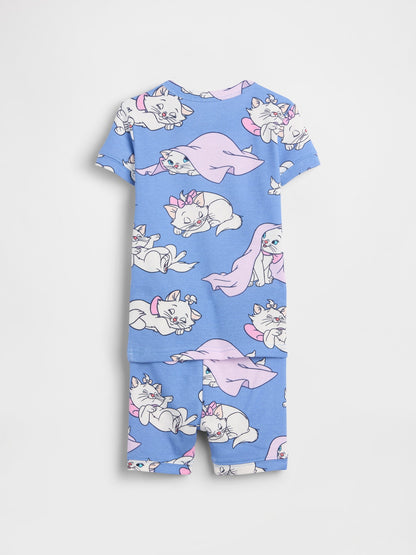 Mavi Organik Brushed Pamuk Şort Pijama Takımı