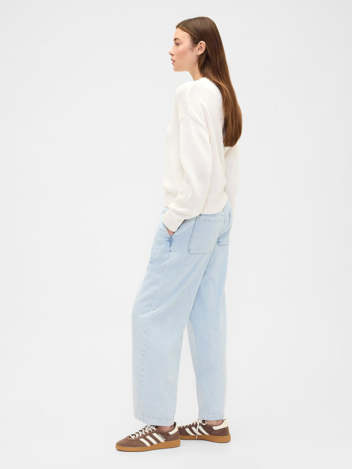 Açık Mavi High Rise Pull-on Wide-leg Jean Pantolon