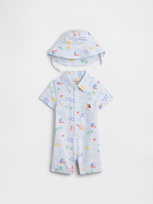 Açık Mavi Two-piece Brannan Bear Outfit Set