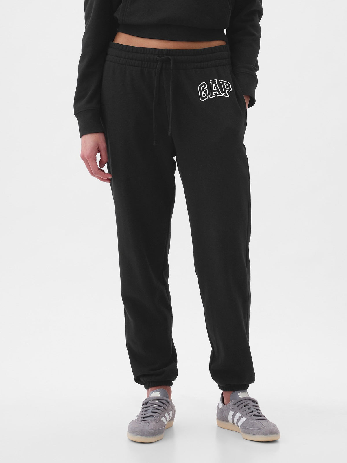 Siyah Gap Logo Jogger Havlu Kumaş Eşofman Altı