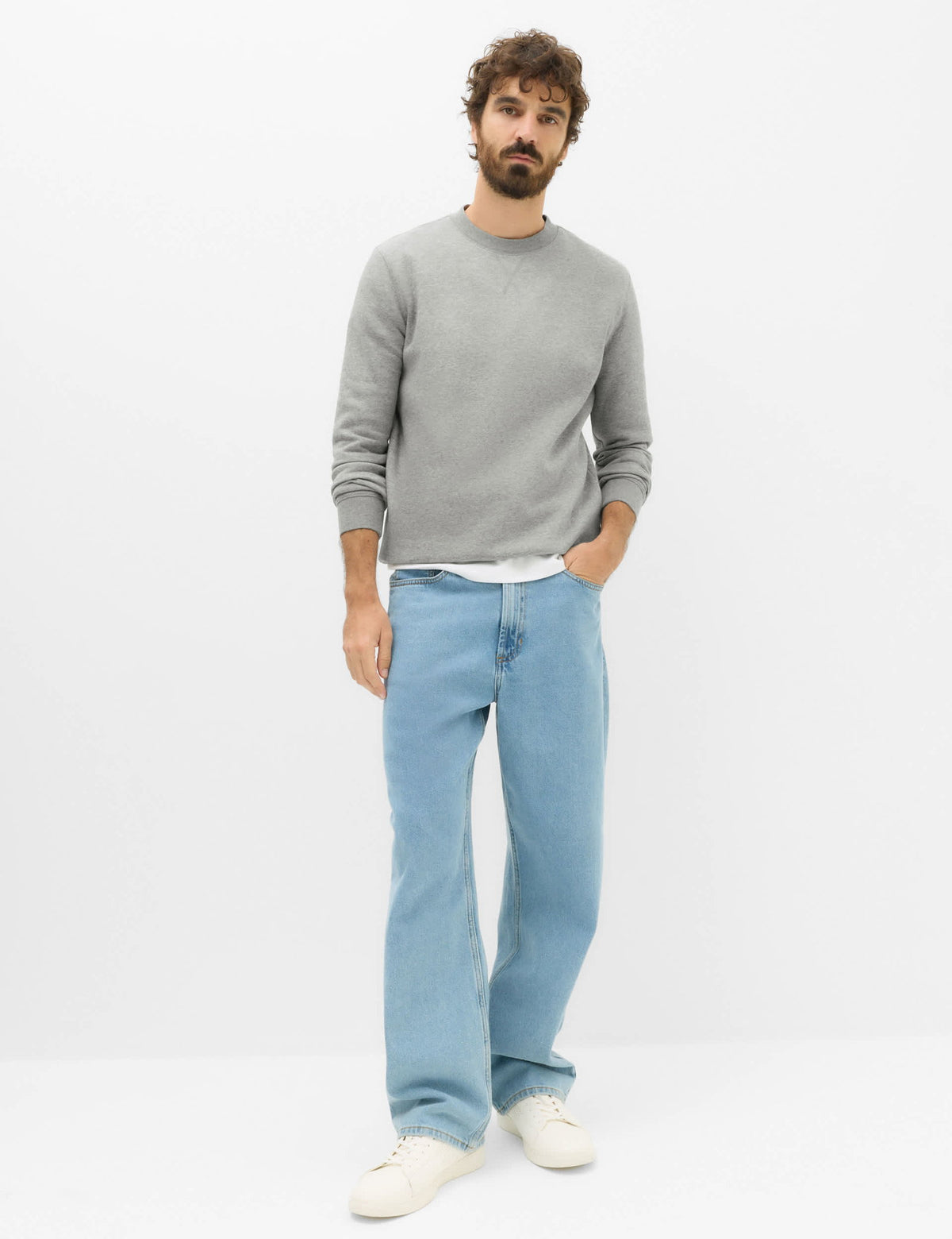 Pamuk Karışımlı Içi Şardonlu Bisiklet Yaka Erkek Sweatshirt