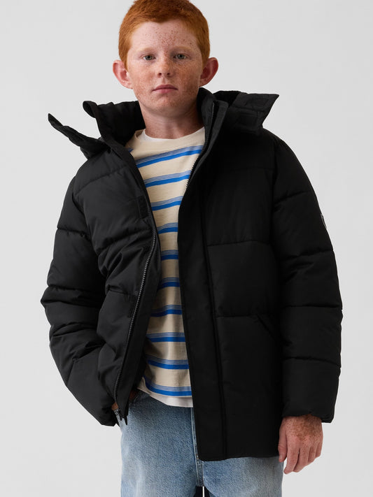 Siyah Relaxed Puffer Şişme Mont