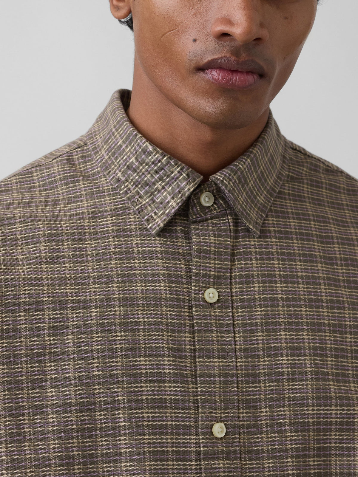 Kahverengi Relaxed Crop Straight-hem Oxford Gömlek