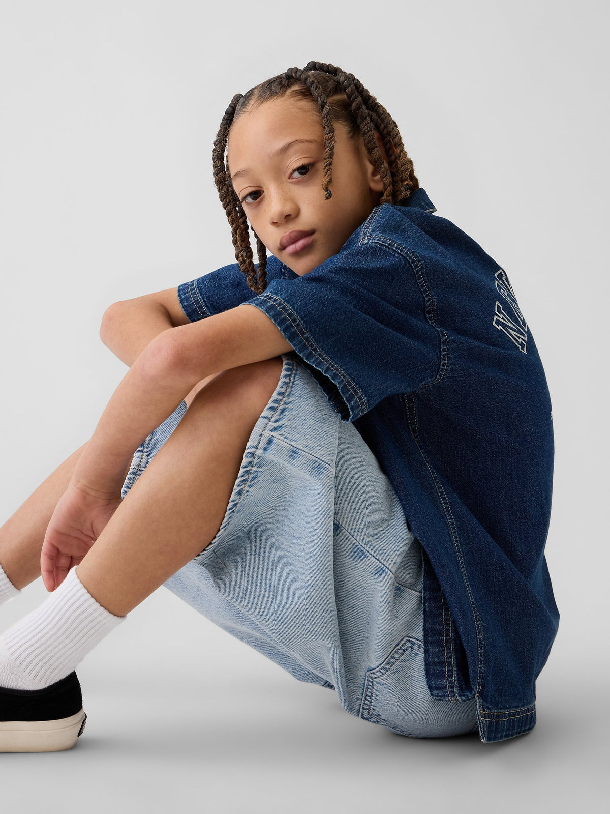 Açık Mavi Kids Ultrasoft Denim Baggy Şortlar