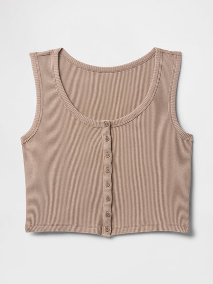 Bej Crop Fitilli Atlet