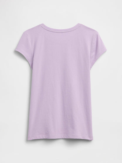 Lila Grafik Baskılı T-shirt