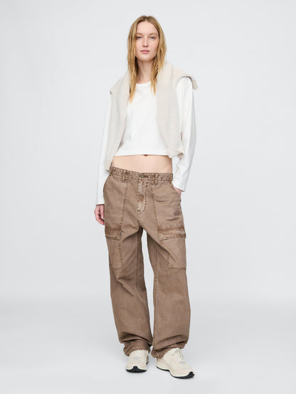 Bej Baggy Utility Jean Pantolon