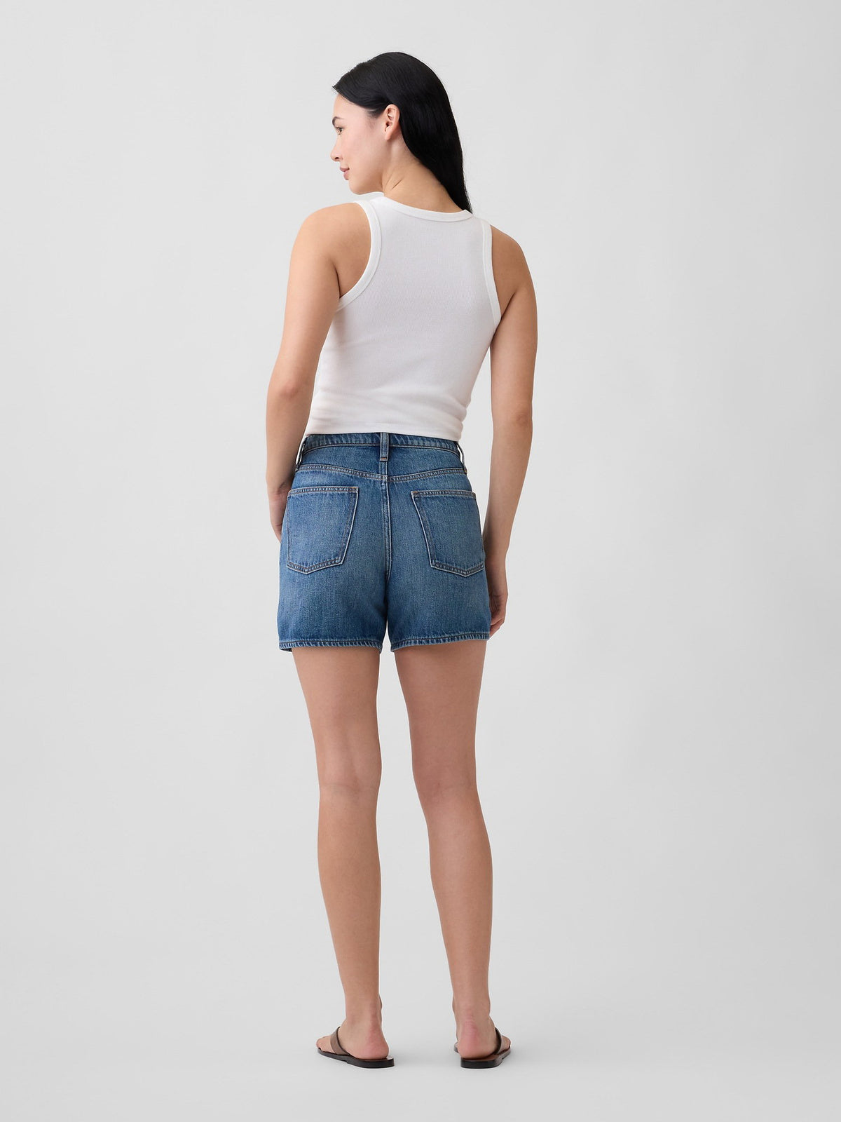 Koyu Mavi High Rise Supersoft Drawstring Denim Şort