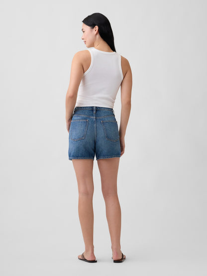 Koyu Mavi High Rise Supersoft Drawstring Denim Şort