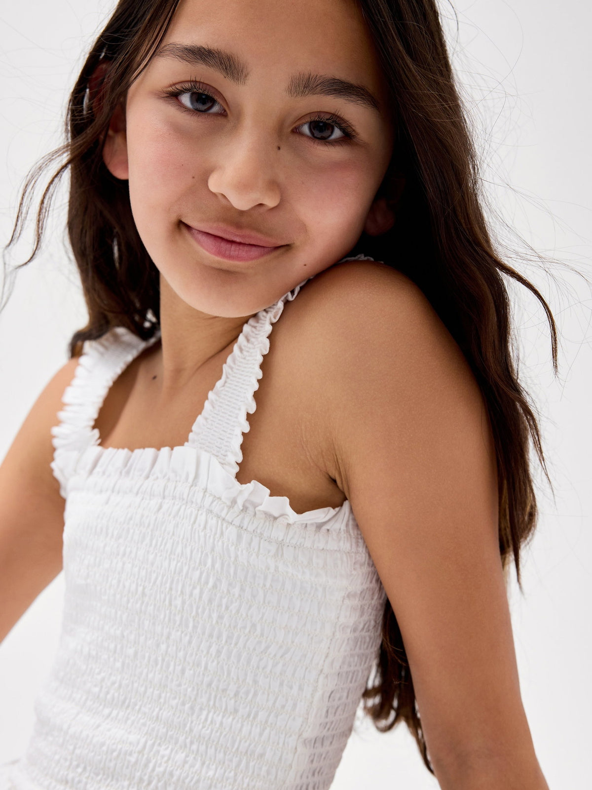 Beyaz Smocked Peplum Bluz
