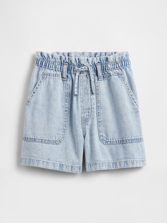 Açık Mavi High Rise Relaxed Pull-on Utility Şort