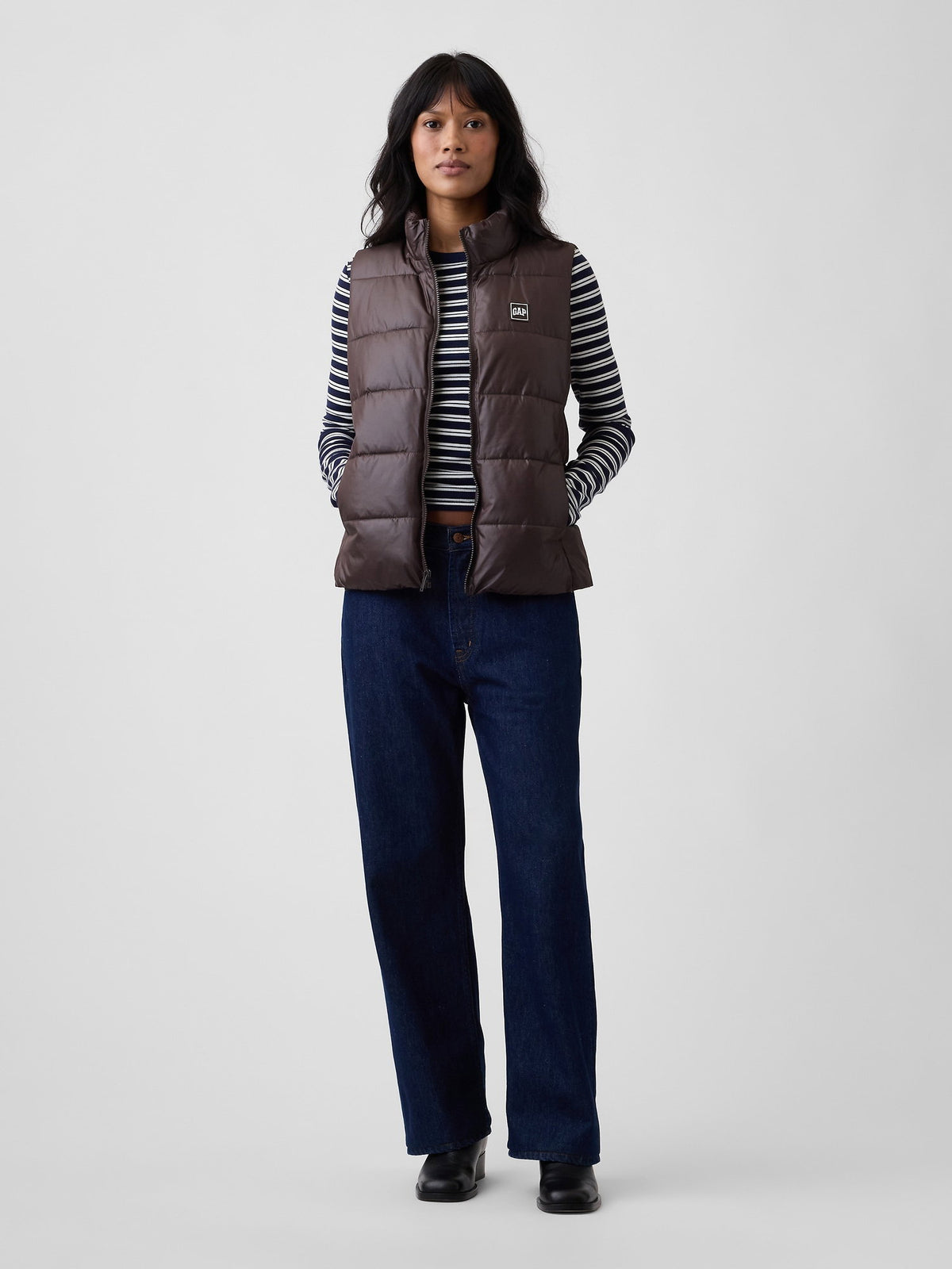 Kahverengi Relaxed Puffer Şişme Yelek