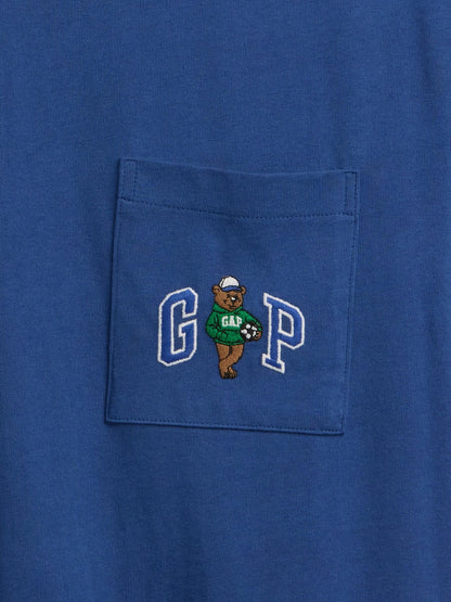 Koyu Mavi Relaxed Branan Bear Logo T-shirt