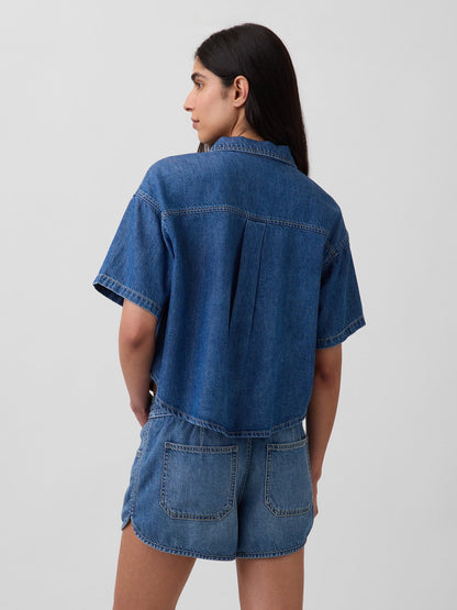 Mavi Ultrasoft Denim Oversized Camp Gömlek