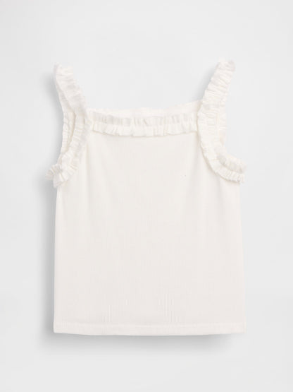 Pembe Fitilli Fırfır Apron Askılı Atlet