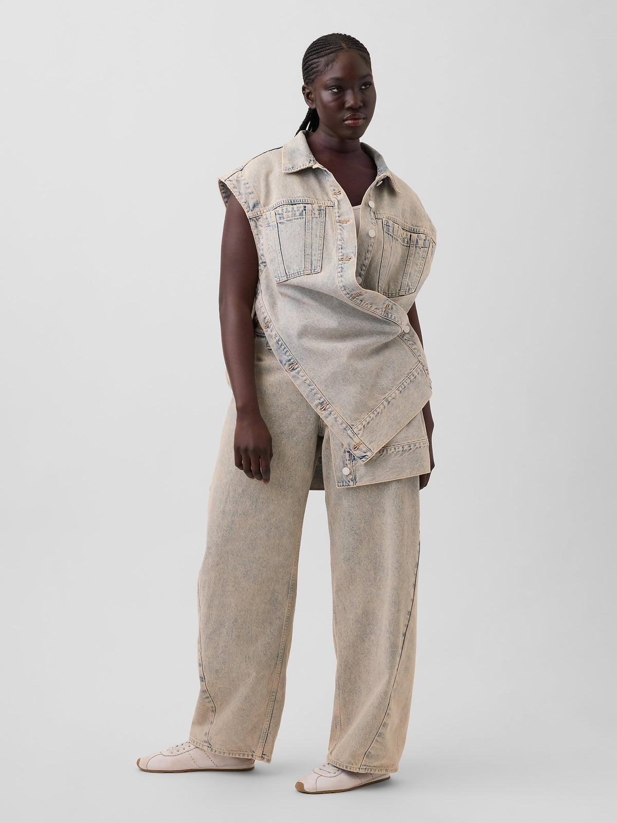 Açık Mavi Gap × Hfr Denim Oversized Yelek By Nicole Benefield Portfolio
