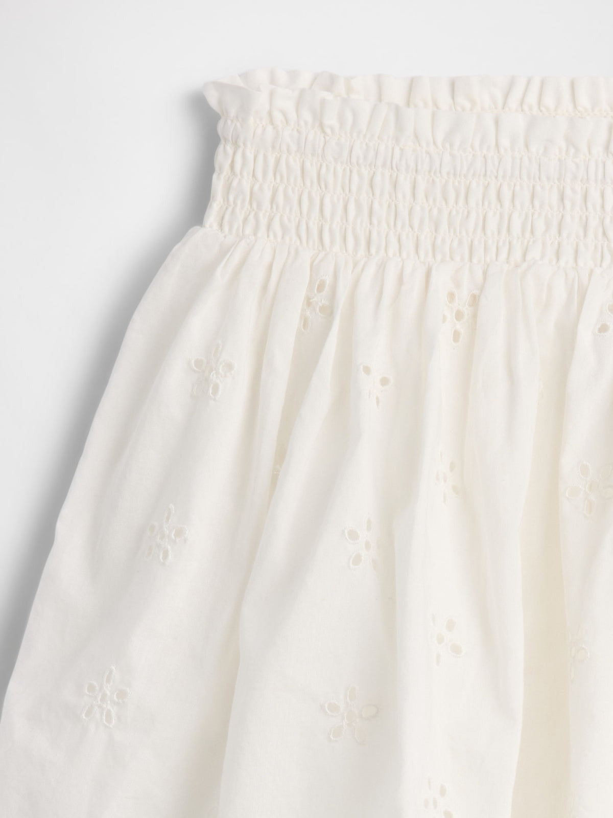 Beyaz Pull-on Smocked Etek