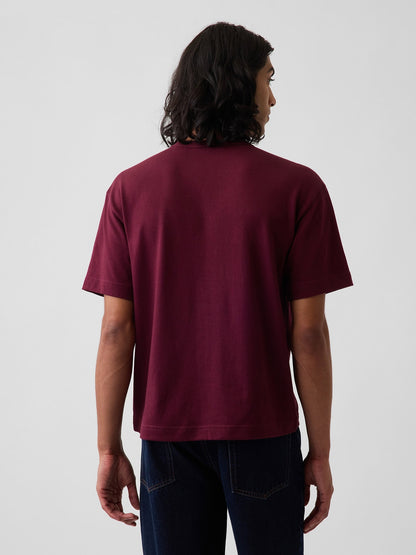 Açık Mavi Heavyweight Relaxed Gap Logo Crop T-shirt