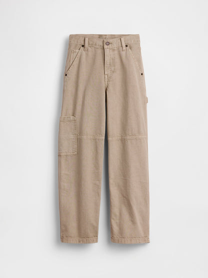 Bej Kids Baggy Carpenter Jean Pantolon