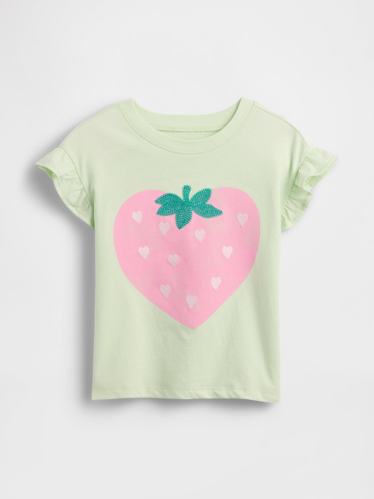 Açık Yeşil Ruffle 3d Grafik Baskılı T-shirt
