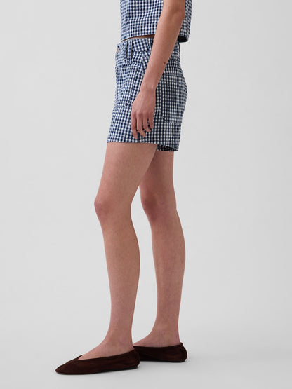 Mavi 3.5 High Rise Gingham Relaxed Straight Denim Şort