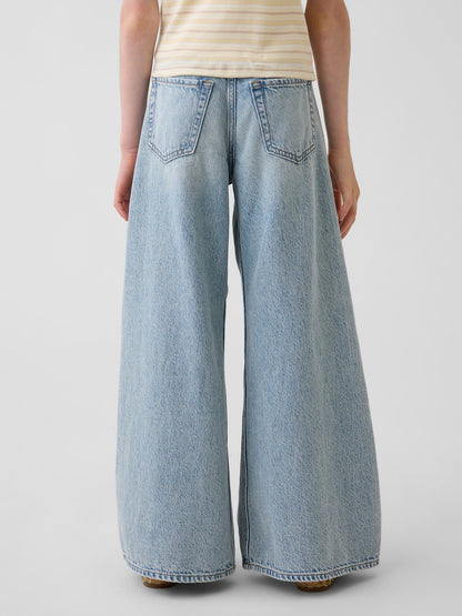 Açık Mavi Low Rise Baggy Jean Pantolon