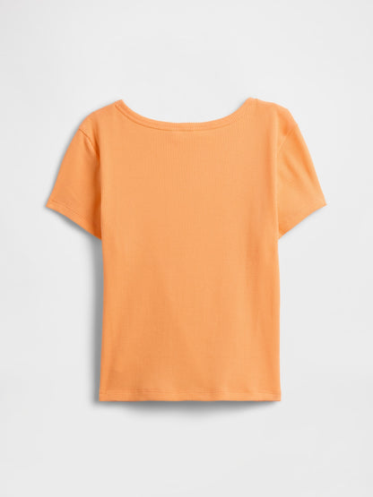 Turuncu Fitilli Bisiklet Yaka T-shirt