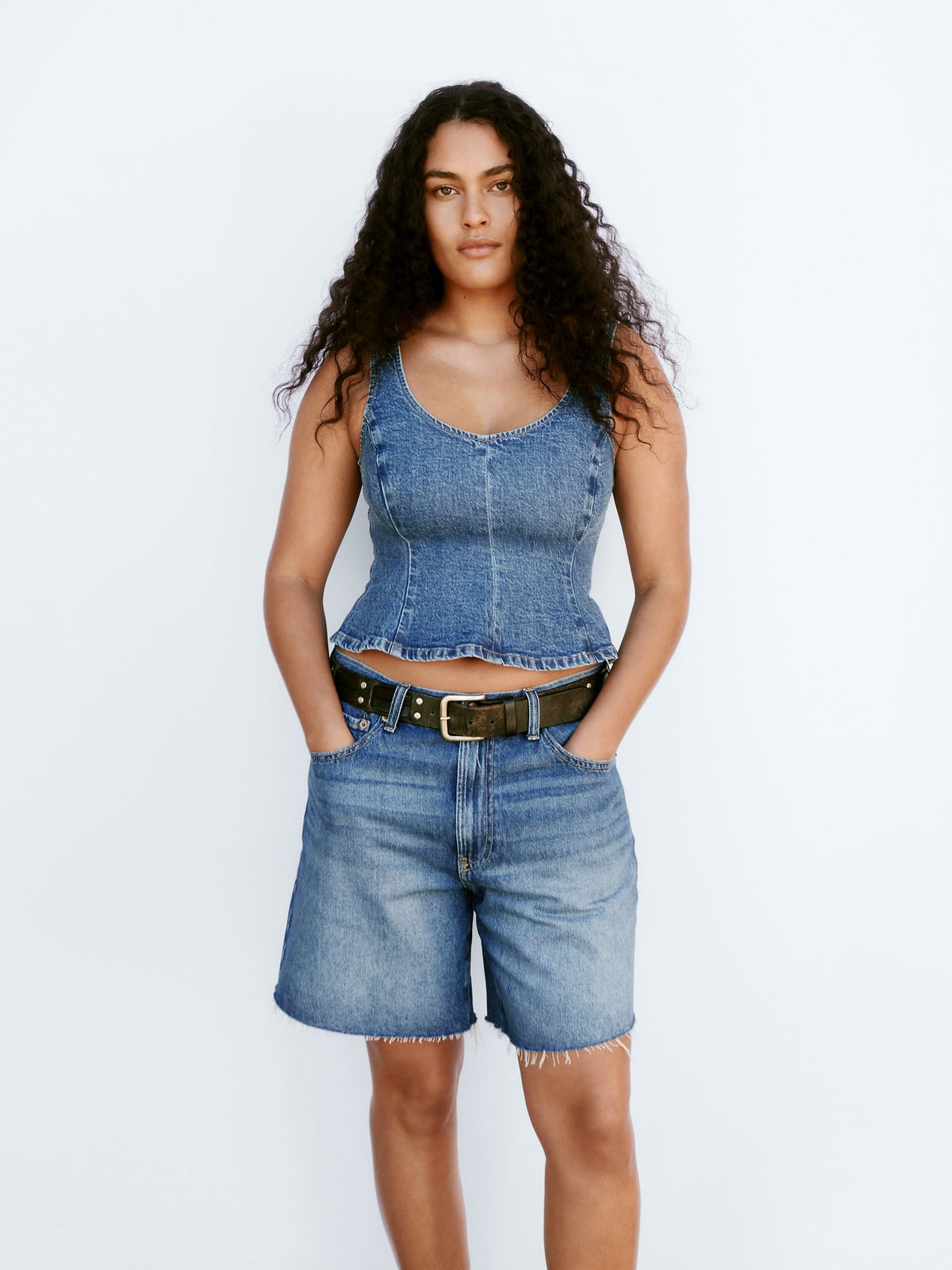 Mavi Denim Fitted Peplum Bluz