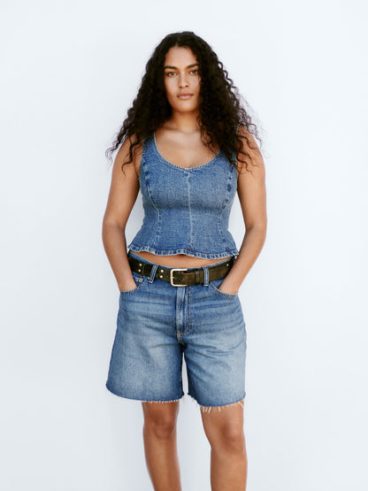 Mavi Denim Fitted Peplum Bluz