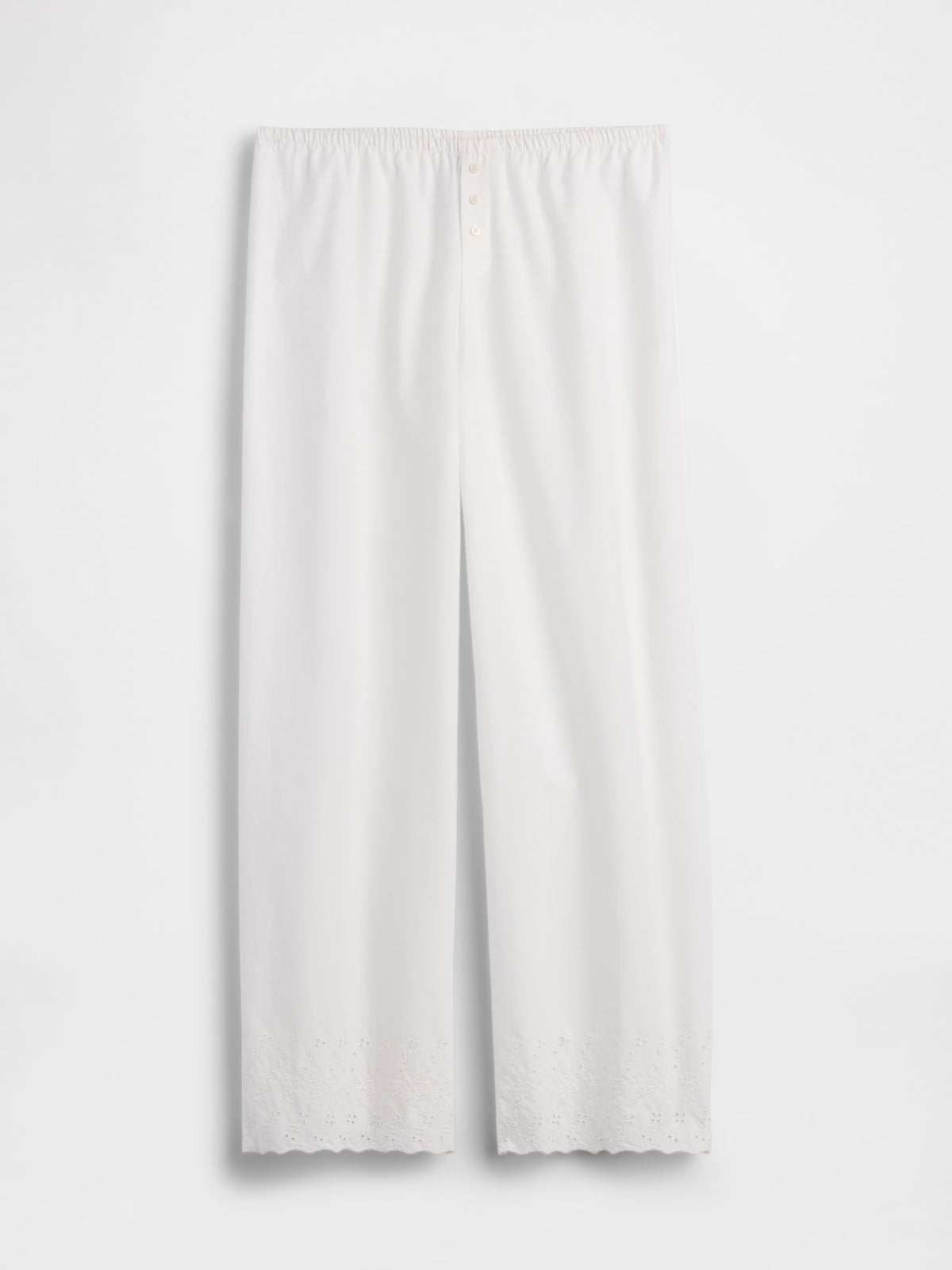 Beyaz Dantel Işlemeli Pijama Altı